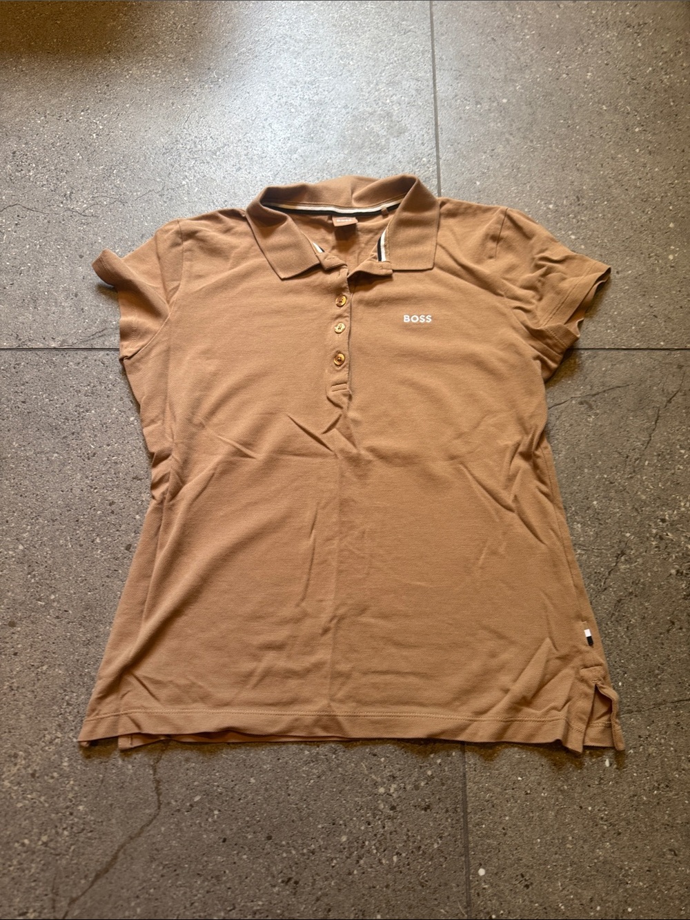 BOSS Women’s Button-Down Polo in Camel